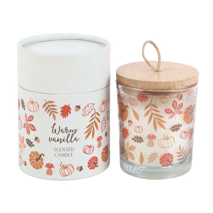 Bougie chaude à la vanille et aux feuilles d'automne
