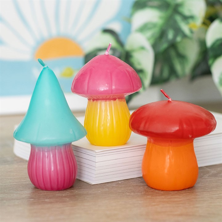 Lot de 3 bougies en forme de champignons