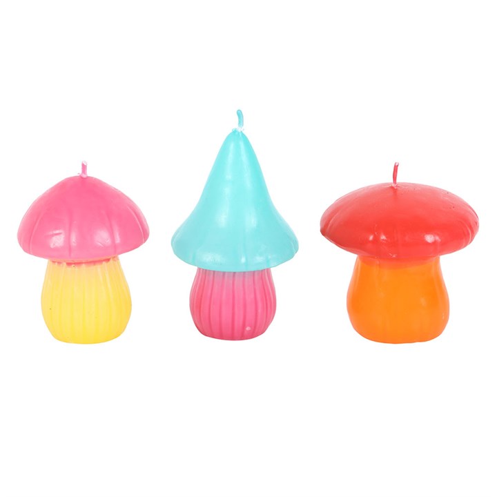 Lot de 3 bougies en forme de champignons