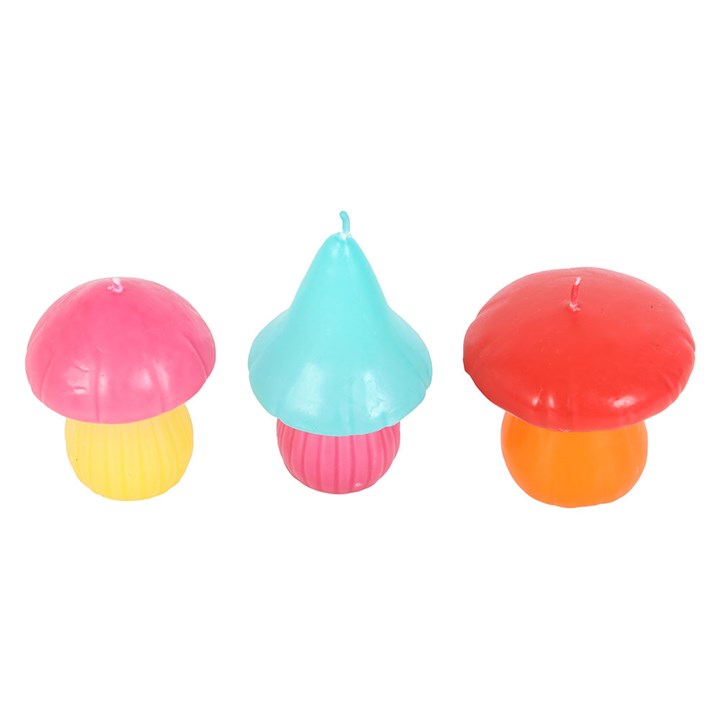 Lot de 3 bougies en forme de champignons