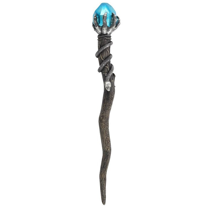 Baguette à griffes en argent avec gemme bleu