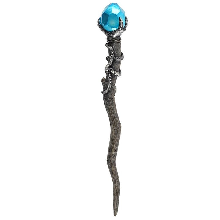 Baguette à griffes en argent avec gemme bleu