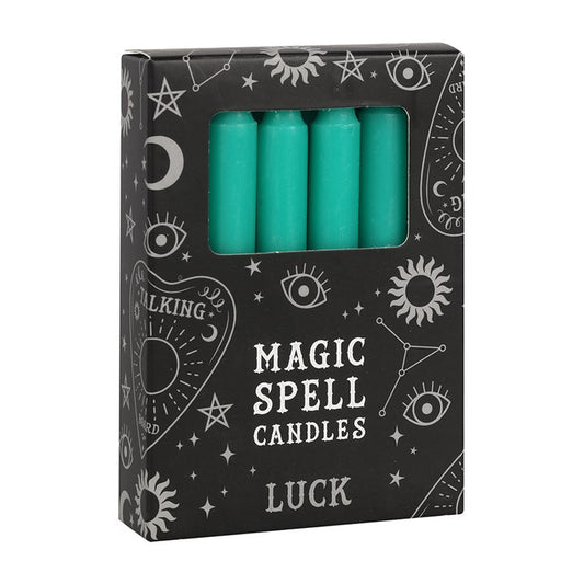 Lot de 12 bougies magiques vertes "Chance"