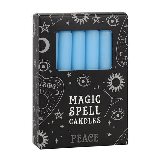 Lot de 12 bougies magiques bleu clair "Paix"