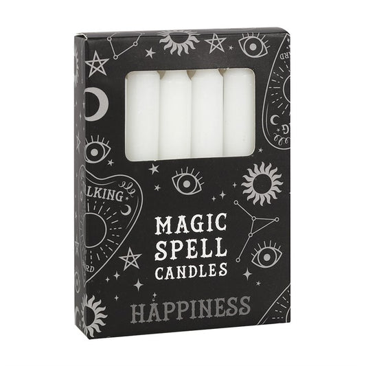 Lot de 12 bougies magiques Blanches "Bonheur"