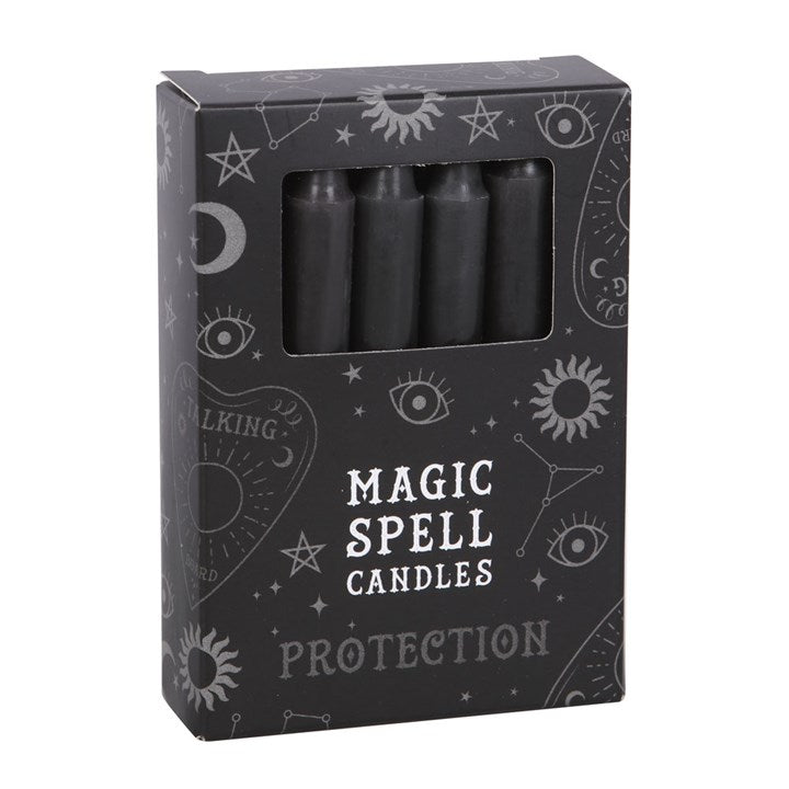 Lot de 12 bougies magiques noires "Protection"